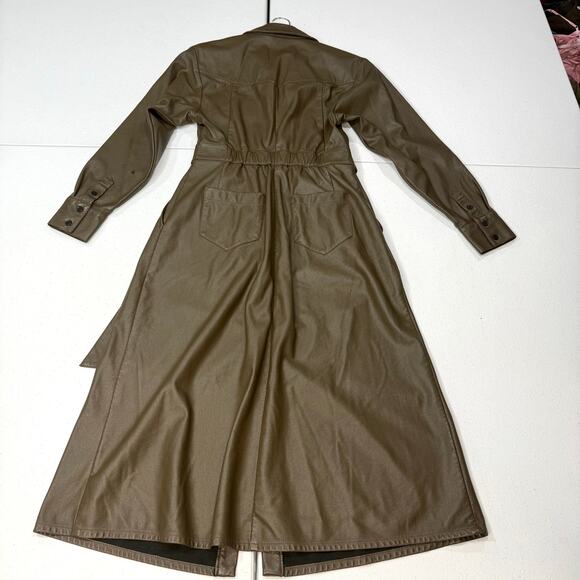 Marissa Webb Green Faux Leather belted Dress Size 6 - Picture 7 of 10